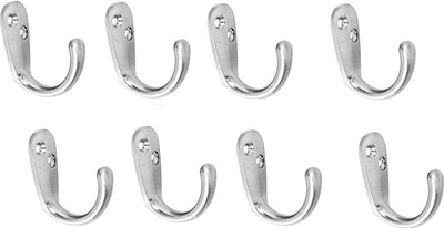 Smart Shophar Single Alloy Jack(J) Hook - Wall Mounted Coat Hooks (Chrome Finish) 1 - Pronged Hook(Silver Pack of 8) Flipkart
