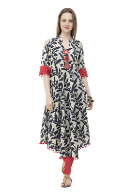 AnjuShree Choice Women Printed Anarkali Kurta(Blue)