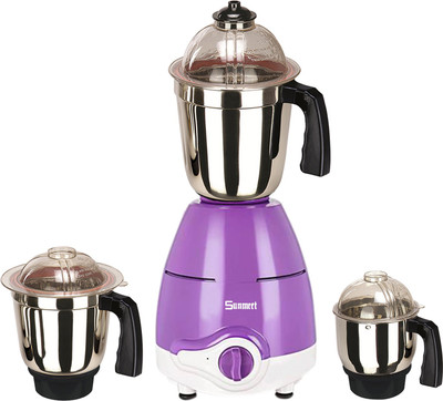 

Sunmeet MG18 TA 124 ( 1 Large Jar, 1 Medium Jar and 1 Chuntey Jar) 800 W Mixer Grinder(Purple, 3 Jars)