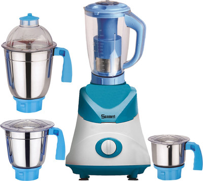 

Sunmeet MG18 MA 109 ( 1 Large Jar, 1 Medium Jar and 1 Chuntey Jar) 800 W Juicer Mixer Grinder(Blue, White, 4 Jars)