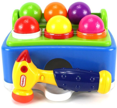 

Kiditos Pinball Hammer Table Ball Pounding Toy Playset 6 Multi Color Balls, Toy Hammer With Sound(Multicolor)