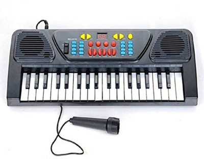 spincart Bigfun 37 Keyboard Piano with Mic, and Charger, Recording, For Kids(Black)