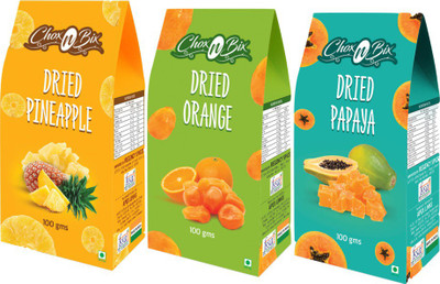 

Chox N Bix Dried Fruits Papaya, Pineapple, Orange(300 g, Vacuum Pack)