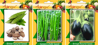 

Airex Bitter Gourd, Brinjal Round, Green Chilli Vegetables Seed (Pack Of 20 Seed Bitter Gourd + 20 Brinjal Round + 20 Green Chilli Seed) Seed(20 per packet)