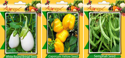 

Airex White Round Brinjal, Semphali and Capsicum Yellow Vegetables Seed (Pack Of 25 Seed White Round Brinjal + 25 Semphali + 25 Capsicum Yellow Seed) Seed(25 per packet)