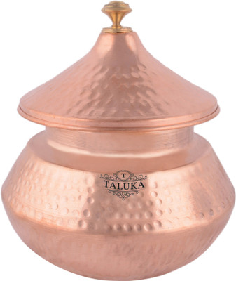 

Taluka (6 x 9 Inches) Pure Copper Hammered Biryani Handi Capacity :- 3 Liter Serving Handi Handi 3 L with Lid(Copper, Stainless Steel), Brown