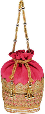 

Bagaholics Ethnic Silk Clutch Potli Batwa Pouch bag with Embroidery and Metal Bead work Gift For Women Potli(Multicolor)