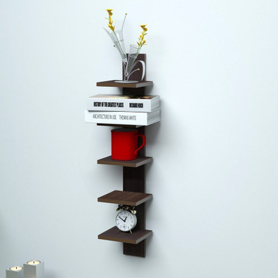 Royals wood WALL SHELH RACK SHAPE 5 TIER MDF (Medium Density Fiber) Wall Shelf(Number of Shelves - 5, Brown) Royals wood WALL SHELH RACK SHAPE 5 TIER MDF (Medium Density Fiber) Wall Shelf(Number of Shelves - 5, Brown)