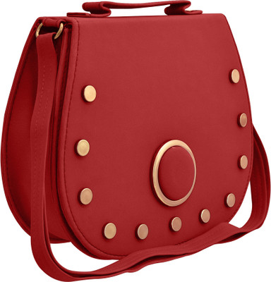

TAP FASHION Women Casual Red PU Sling Bag