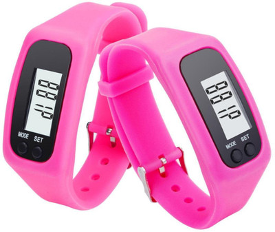 

RHONNIUM ® LED Pedometer Run Step Walking Distance Calorie Counter Sports Wrist Watch C79 Hot Pink Smartwatch(Pink Strap Free Size)
