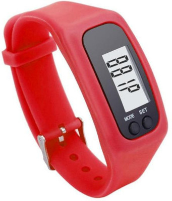 

RHONNIUM ™ Digital LCD pedometer Run Step Walking Distance calorie Counter Watch Bracelet(Red Strap, Size : Free Size), Scarlet