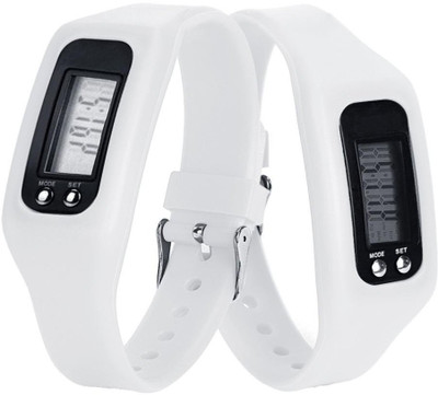 

RHONNIUM ® Ecosin® Digital LCD Pedometer Run Step Walking Distance Calorie Counter Watch Bracelet Jogging(White Strap, Size : Free Size), Ivory