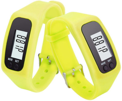 

RHONNIUM ™ Wrist Watch Band,Women Fashion Digital Run Step Walking Distance Calorie Counter(Yellow Strap, Size : Free Size), Lemon