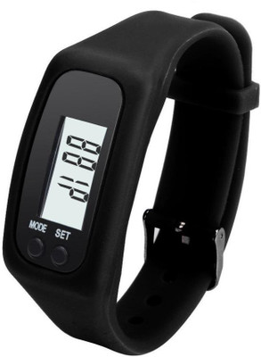 

RHONNIUM ™ Pedometer, Fitness Bracelet Wristband for Running Walking Distance Step Fitness Tracker Charcoal Smartwatch(Black Strap Free Size)