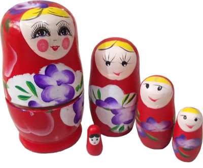 

Khadi Eco Basket Handmade Wooden Russian Painted Doll/ Matryoshka(Red)