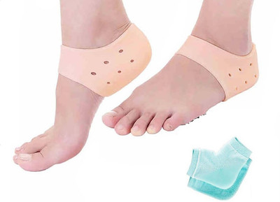 

ZYLOCARE Heel Pain Relief Silicon Gel Heel Socks Foot Support (, Blue and Orange, Multicolor
