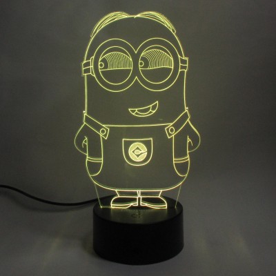 varna crafts Lampees™ 3D Illusion Minion LED Lamp Night Lamp(21 cm, Black)