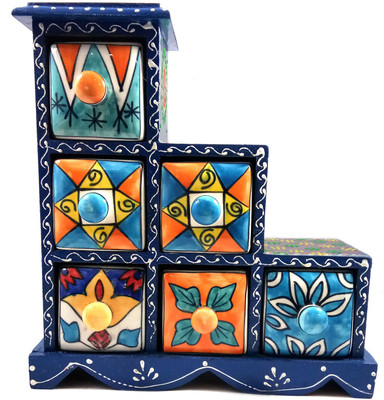 

India Meets India Trinket_Box Jewellery Vanity Box(Dark Blue)