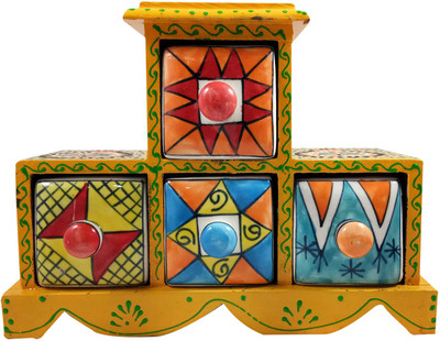 

India Meets India Trinket_Box Jewellery Vanity Box(Yellow)