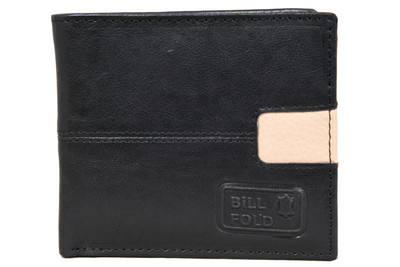 

Bill Fold Artistic Leather Men Black Genuine Leather Wallet(4 Card Slots)