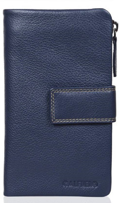 

Calfnero Women Casual Blue Genuine Leather Wallet(12 Card Slots), Festive blue
