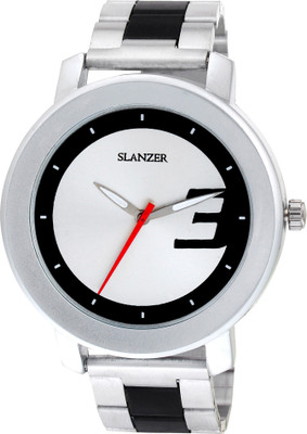 Slanzer SLZ-46 Sterling SLZ-0046 Silver Dial Silver/Black (Two Tone) Stainless Steel Chain Analog Men's Watch - For Men available at flipkart for Rs.449