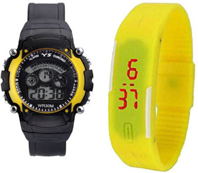 

Talgo New Arrival 2018 Festive Season Special 7-Light Round Black Dial Black Attractive And Comfertable Rubber Strap And LED Yellow Rectangle Dial Yellow Rubber Strap (Combo of 2) Watch - For Boys