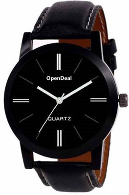 

OpenDeal Full Black Dial Black Geinune Leather Strap Watches Watch - For Couple