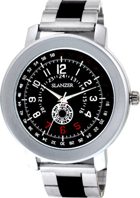 Slanzer SLZ-45 Sterling SLZ-0045 Black Dial Silver/Black (Two Tone) Stainless Steel Chain Analog Men's Watch - For Men available at flipkart for Rs.399