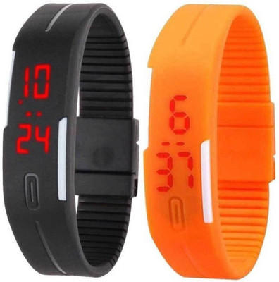 

Talgo New Arrival 2018 Red Robin Season Special RRLEDBKOR 2018 New Collection LED Black And Orange Rectangle Dial Black And Orange Rubber Strap (Combo of 2) RRLEDBKOR Watch - For Boys