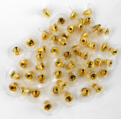 

jaz Jaz's Golden-Bullet Clutch Earring Backs with Silicone Pad Earring Safety Backings Studs 50 pcs