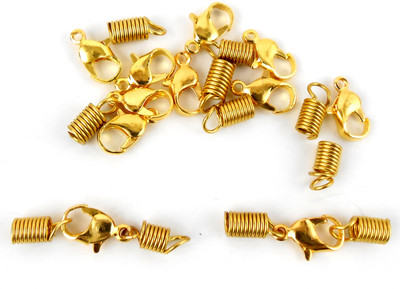 

jaz Jaz's Combo of Lobster Clasp + Spring Coil Terminators Crimp Cord Ends Golden Colour for Jewellery Making Findings