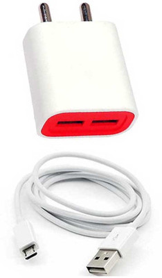 BlackBeats 2.1A Ree 5 W 1 A Multiport Mobile Charger with Detachable Cable(Red, White, Cable Included)