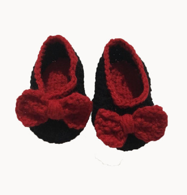 

PeachCherry Baby Soft Booties(Toe to Heel Length - 9 cm Black Red)