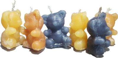 

AAKAAR21 scented yellow and black teddy bear candle with bright light and longer lasting - with set of 6 Candle(Multicolor, Pack of 6)