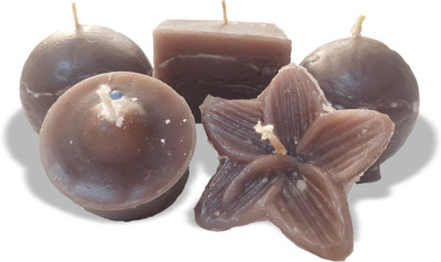 

AAKAAR21 scented muddy shading colored combo with bright light and longer lasting -with set of 5 Candle(Brown, Pack of 5)