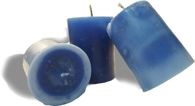 

AAKAAR21 scented ultra mariene round pilalr candle with bright light and longer lasting -7.5cm/6cm with set of 3 Candle(Blue, Pack of 3)