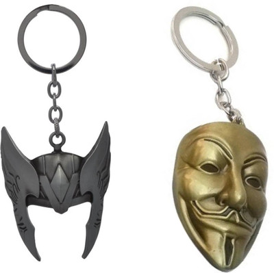 

MGP Fashion silver helmet mask and vendetta mask gold combo car, bike, gift Key Chain(Multicolor)