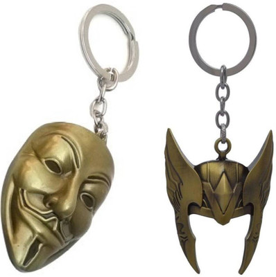 

MGP Fashion golden helmet mask and golden vendetta mask combo car, bike ,gift Key Chain(Gold)