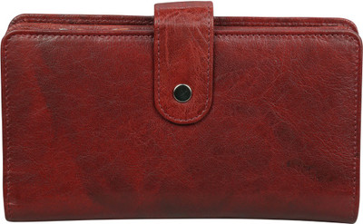 

Style 98 Women Casual Red Genuine Leather Wrist Wallet(14 Card Slots)