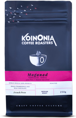 

Koinonia Coffee Roasters Moganad Estate Arabica Grind size: French Press Roast & Ground Coffee 250 g(Strawberry Flavoured)