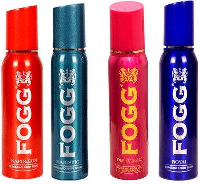 

Fogg ROYAL DEODORANT 120 ML+NAPOLEON DEODORANT 120 ML+MAJESTIC DEODORANT 120 ML+DELICIOUS DEODORANT 120 ML Deodorant Spray - For Men & Women(120 ml, Pack of 4)