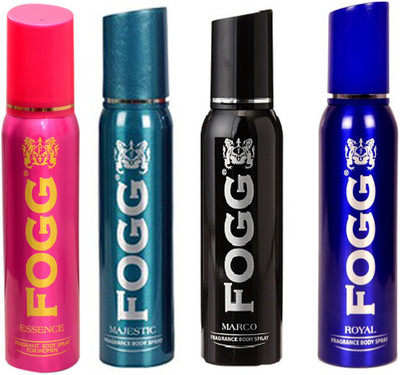 

Fogg ROYAL DEODORANT 120 ML+MARCO DEODORANT 120 ML+MAJESTIC DEODORANT 120 ML+ESSENCE DEODORANT 120 ML Deodorant Spray - For Men & Women(120 ml, Pack of 4)
