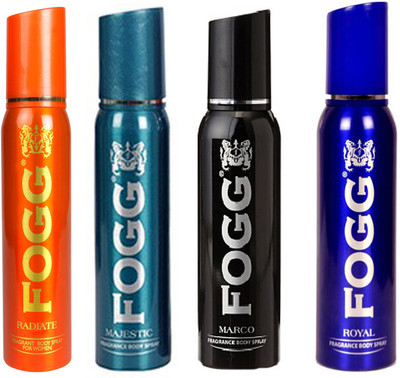 

Fogg ROYAL DEODORANT 120 ML+MARCO DEODORANT 120 ML+MAJESTIC DEODORANT 120 ML+RADIATE DEODORANT 120 ML Deodorant Spray - For Men & Women(120 ml, Pack of 4)