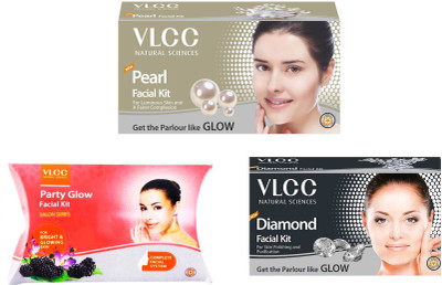 

VLCC Original Pearl, Diamond and Party Glow Facial Kit 180 ml(Set of 3)