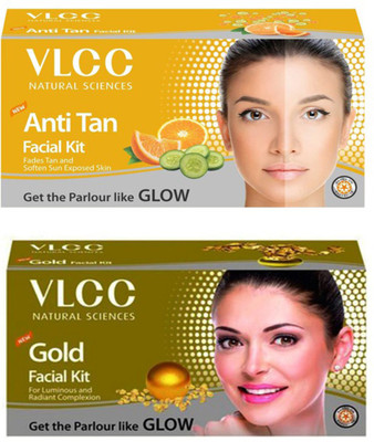 

VLCC Original Gold and Anti-Tan Facial Kit 120 g(Set of 2)