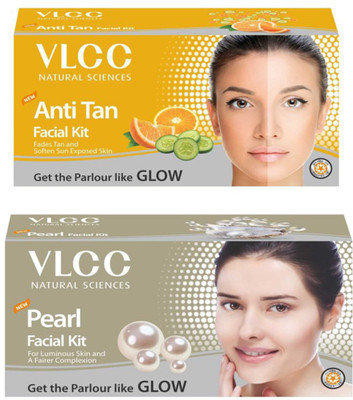 

VLCC Original Anti-Tan and Pearl Facial Kit 120 g(Set of 2)