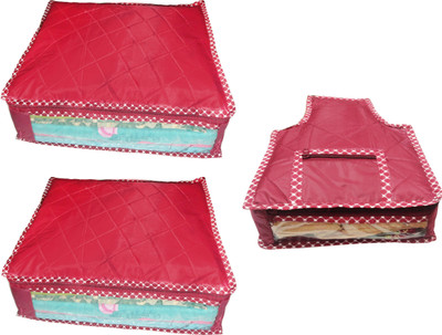 

Afrose High Quality Combo of Parchute Plain 2PC Saree Cover 1PC Blouse Cover Capacity 10-15 Units Saree/Blouse Each(Maroon)