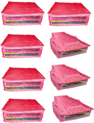 

Afrose High Quality Combo of Satin Plain 5PC Saree Cover 3PC Blouse Cover Capacity 10-15 Units Saree/Blouse Each(Pink)