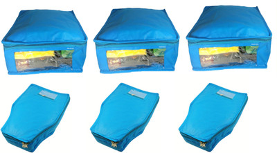 

Afrose High Quality Combo of Non-Woven Plain 3PC Saree Cover 3PC Blouse Cover Capacity 10-15 Units Saree/Blouse Each(Blue)